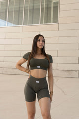 Crop Top Seamless - Kaki